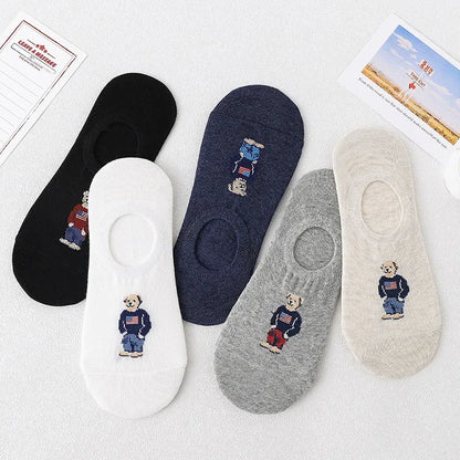 Men’s Invisible Cotton Boat Socks 5 Pairs