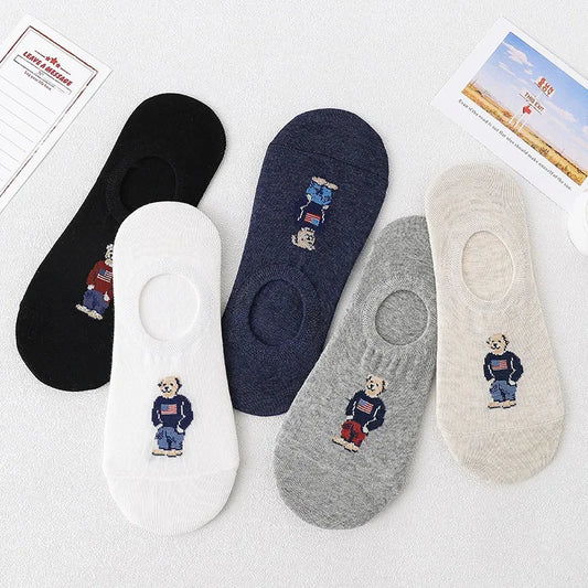 Men’s Invisible Cotton Boat Socks 5 Pairs