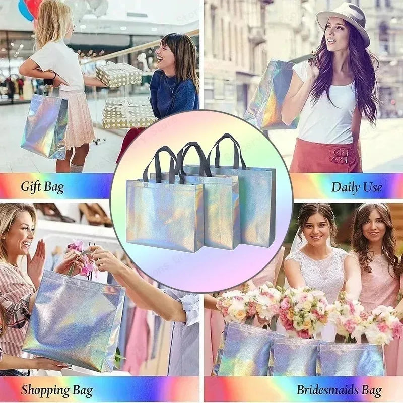 Large Capacity Reusable Holographic Shopper Bag