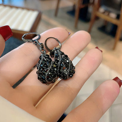 Luxury Black Crystal Drop-Shaped Earrings