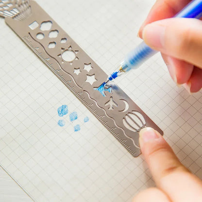 Metal Bookmark & Drawing Stencil Ruler Set