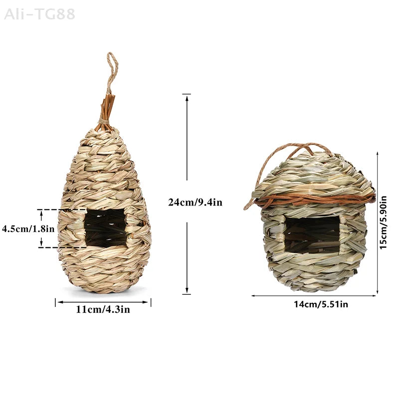 Handwoven Hanging Bird Nest Shelter for Outdoor Gardens