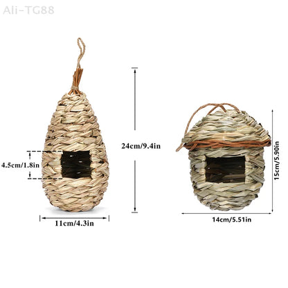 Handwoven Hanging Bird Nest Shelter for Outdoor Gardens