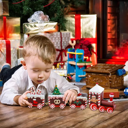 Wooden Christmas Train Tabletop Decoration