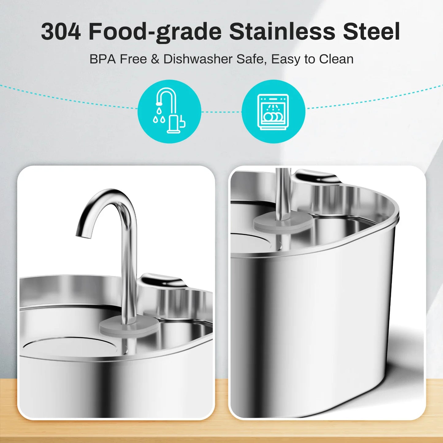 ZYFeeder 2.2L Stainless Steel Automatic Pet Water Fountain