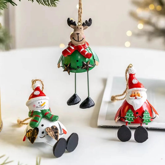 Vintage Painted Iron Santa Hanging Ornament