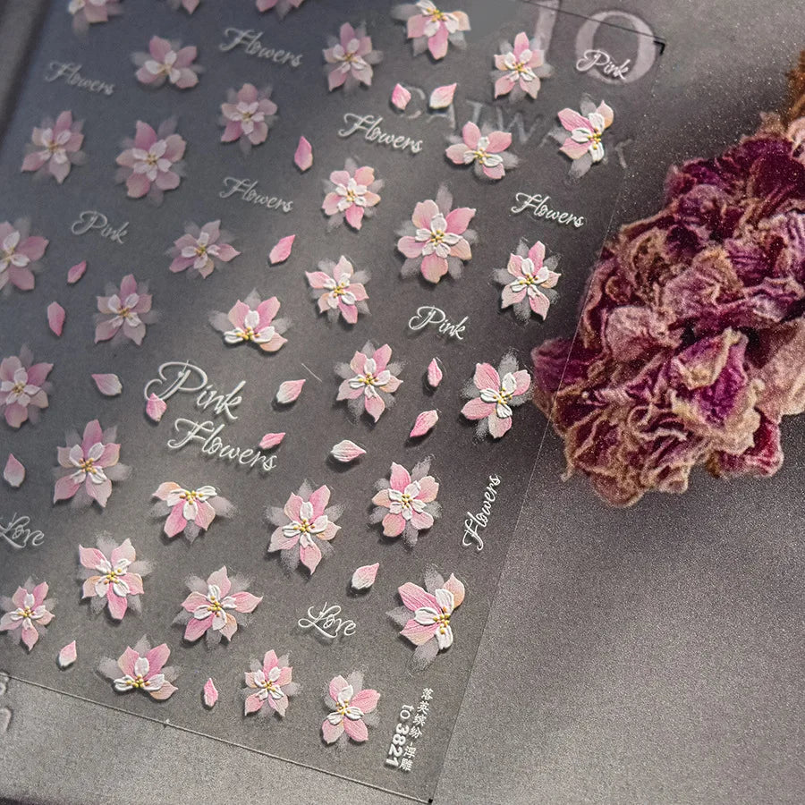5D Cherry Blossom Nail Art Stickers