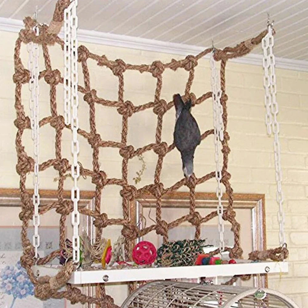 Bird Climbing Rope Net & Wooden Ladder Toy Set