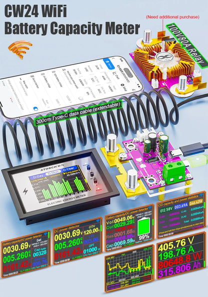 ATORCH 100V 80A DC Battery Monitor & Coulomb Meter