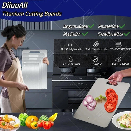 Double-Sided Stainless Steel Chopping Board for Kitchen & Dough Preparation
