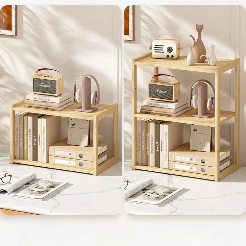 Wooden Desktop Organizer Shelf