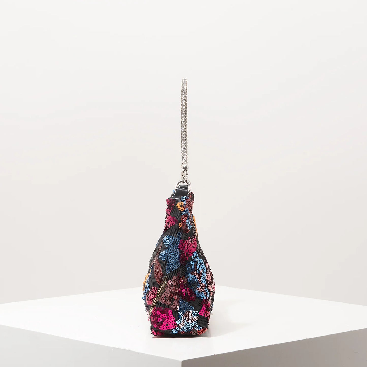 Floral Embroidered Sequin Shoulder Bag