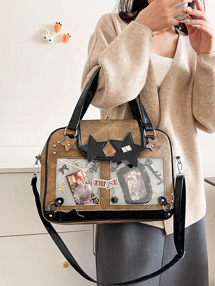 Transparent DIY Ita Shoulder Bag for Pins & Collectibles