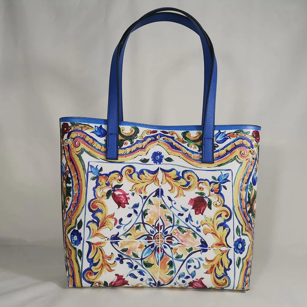 Italian-Inspired Printed PU Leather Tote Bag