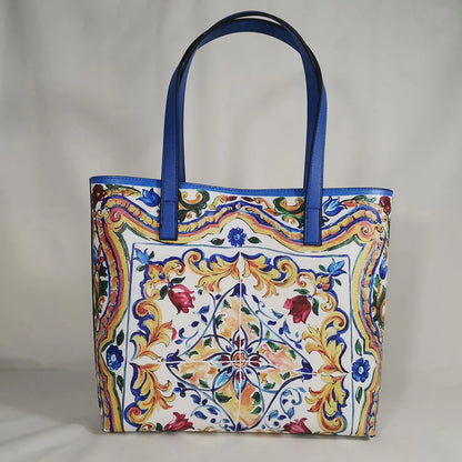 Italian-Inspired Printed PU Leather Tote Bag