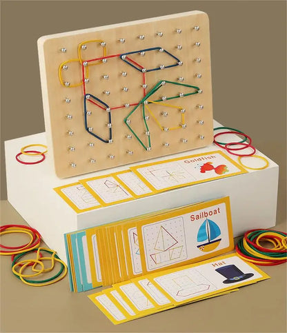 Wooden Montessori Geoboard Geometric Pegboard