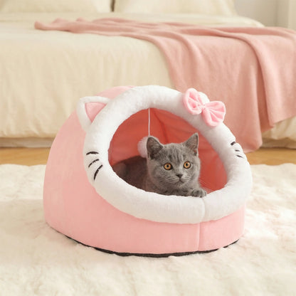 Cosy Plush Cat Cave Bed