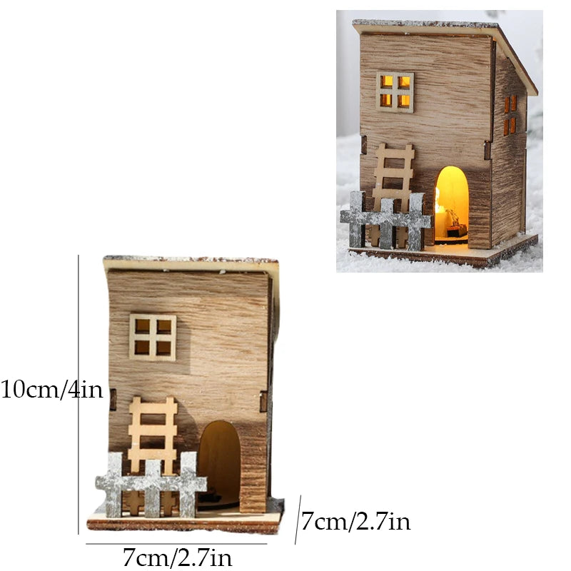 LED Wooden Christmas House Ornament