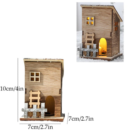 LED Wooden Christmas House Ornament