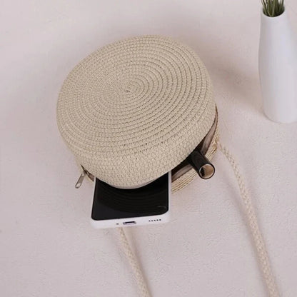 Round Straw Crossbody Bag