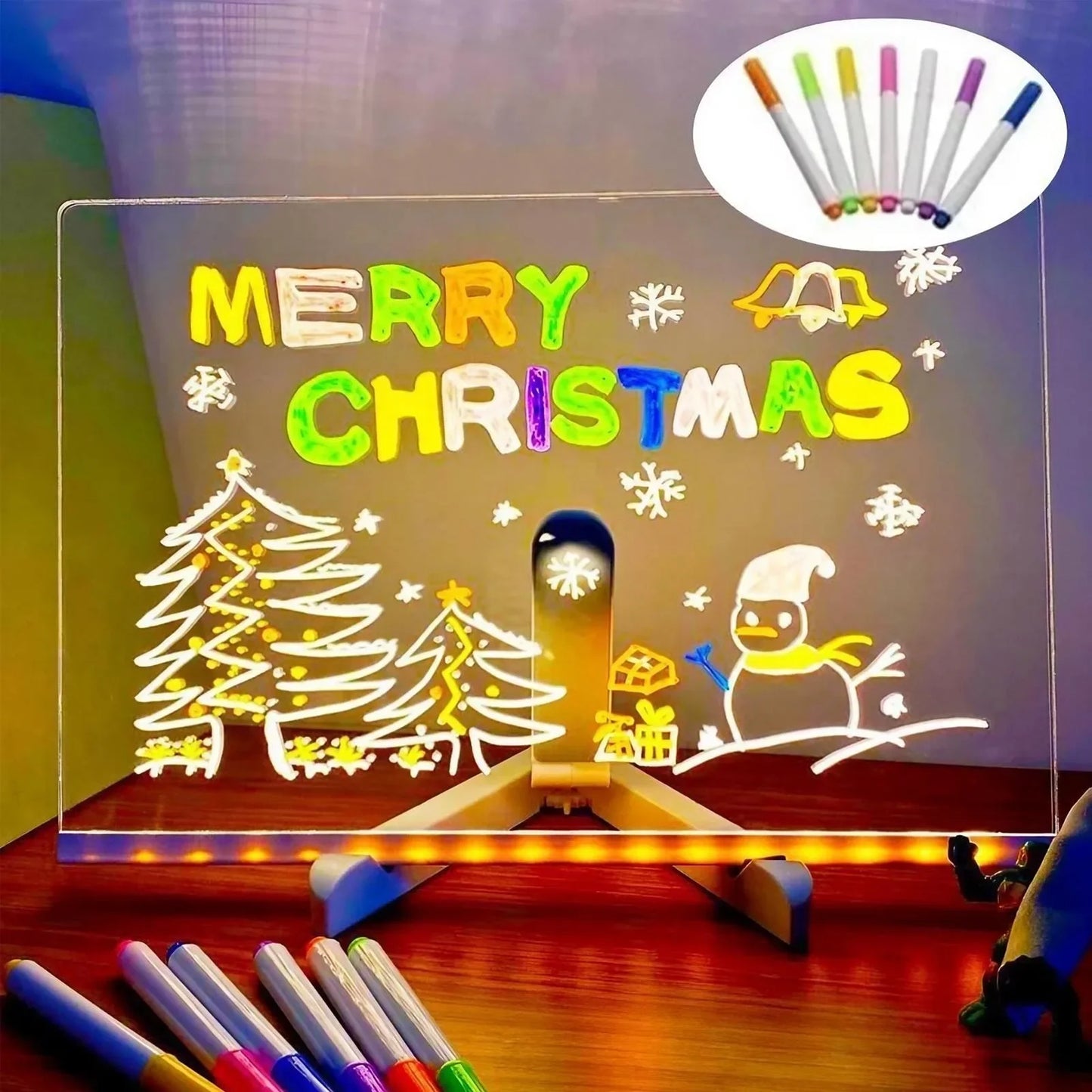 LED Acrylic Erasable Message Board with USB Light