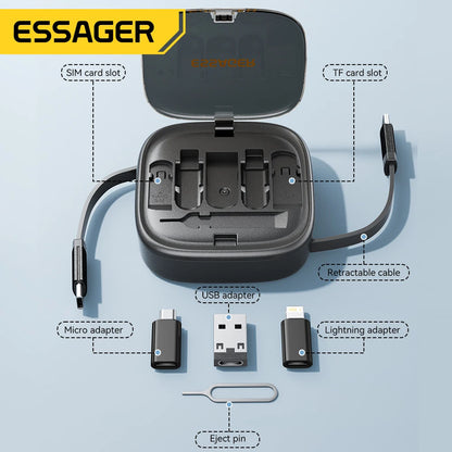 Essager 60W Retractable USB-C Cable Storage Box