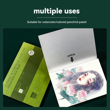 Premium 200gsm & 300gsm Watercolor Paper Pad with Four-Sided Glue Binding
