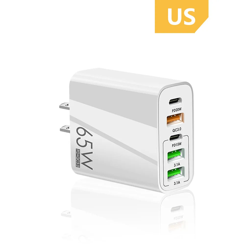 65W 5-Port USB & USB-C Fast Wall Charger
