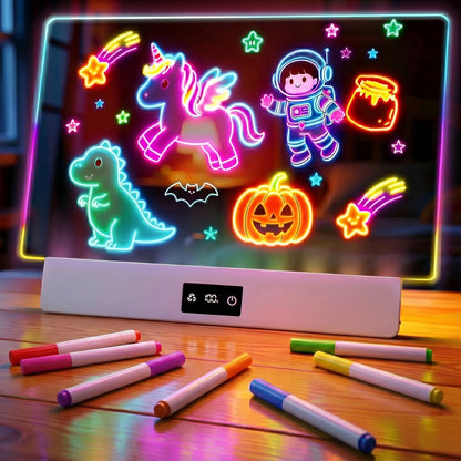 Kids LED Writing Board – Adjustable Brightness Glow Drawing Pad with Neon Pens