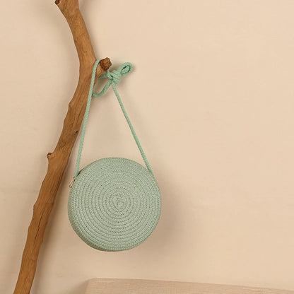 Handwoven Round Straw Crossbody Bag