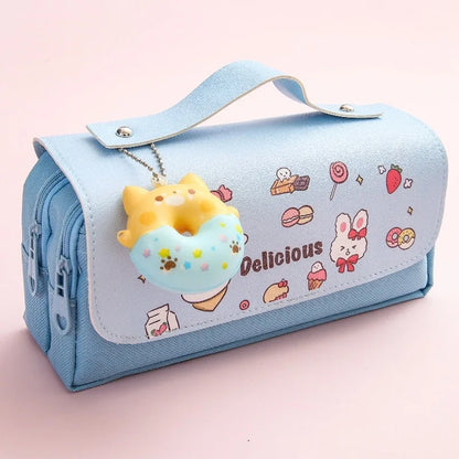 3D Kawaii Large Capacity Pencil Case with Decompression Doll
