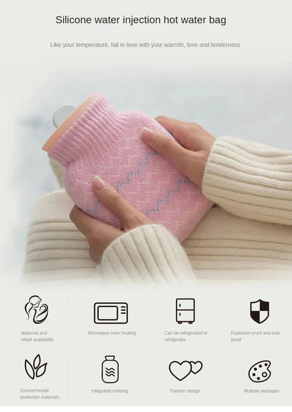 Compact Hand Warmer Bottle with Knitted Sleeve