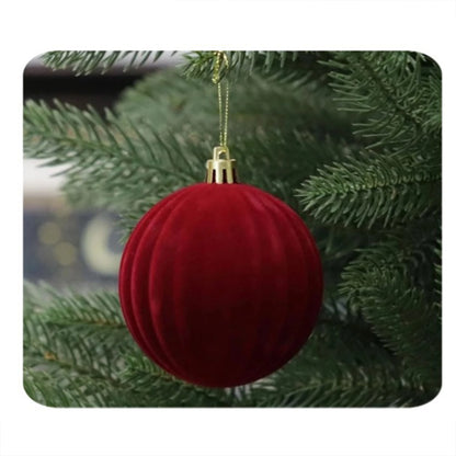 9-Piece Dark Green Velvet Christmas Bauble Set