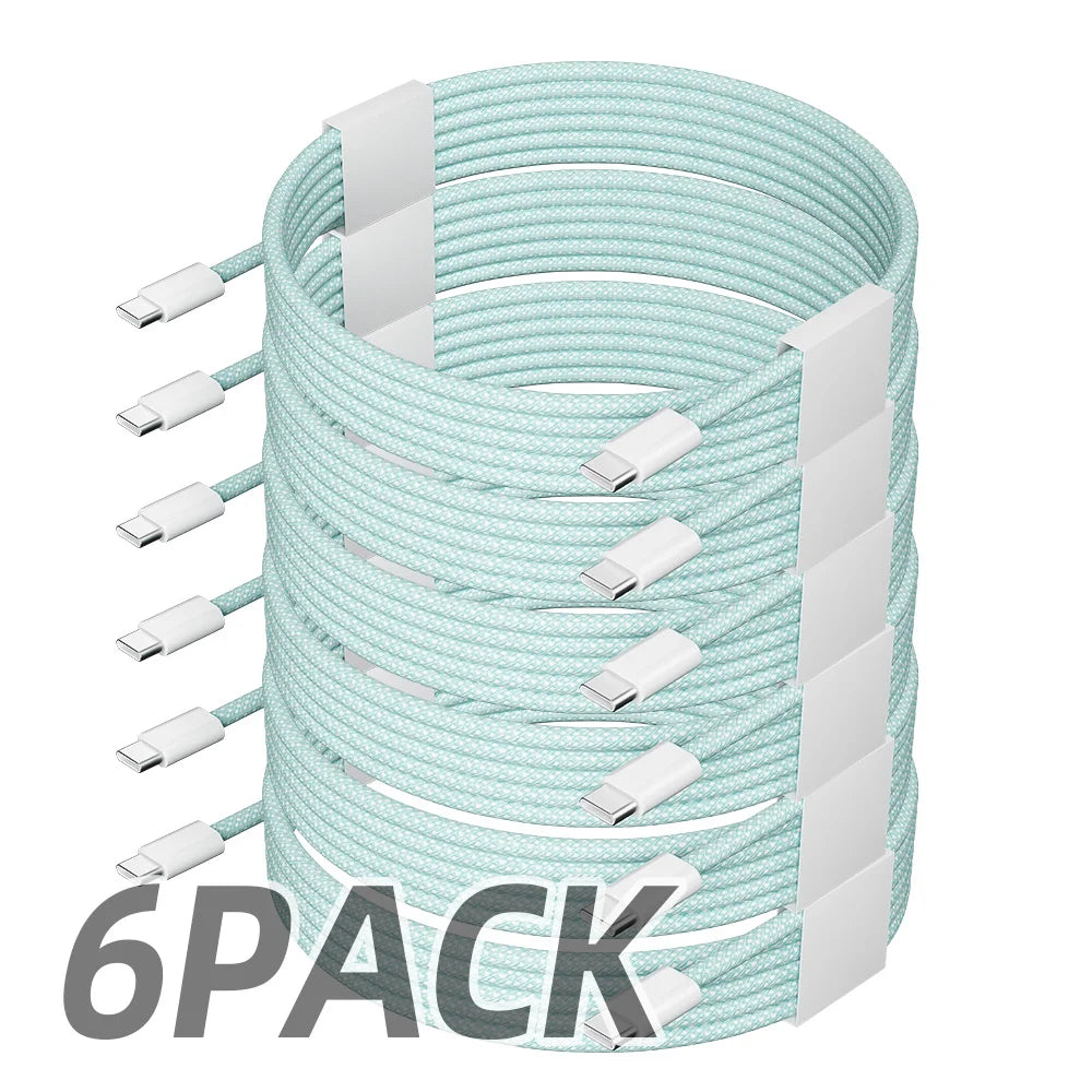 6-Pack USB-C to USB-C 60W Fast Charging Cable