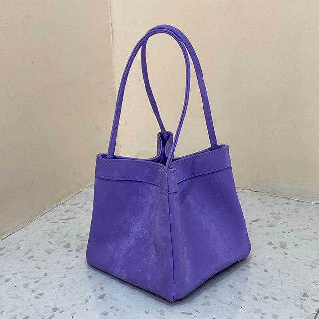 Custom Name Suede Leather Shoulder Bag with Top Handle