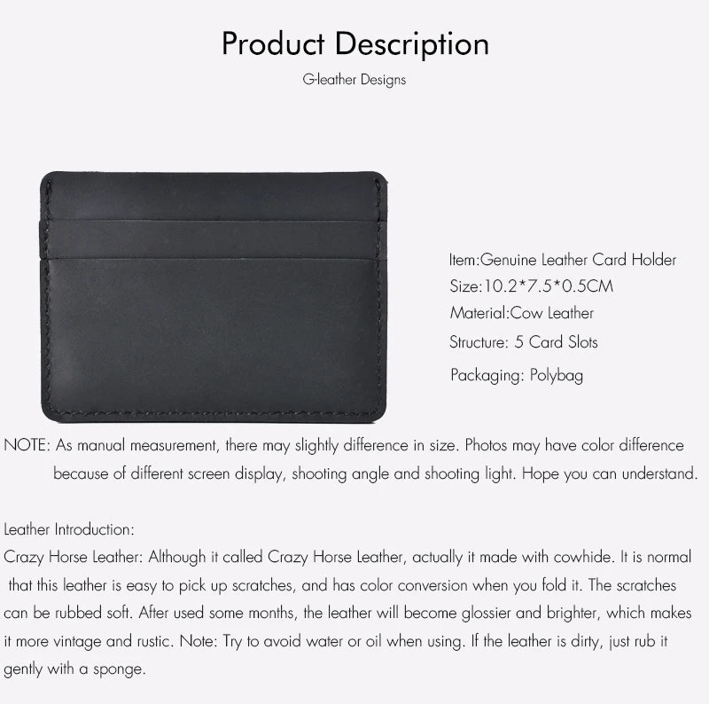 Genuine Leather Card Holder Wallet