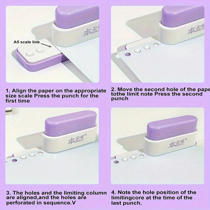 Compact 5-Hole Punch for Notebooks, Planners & Office Documents