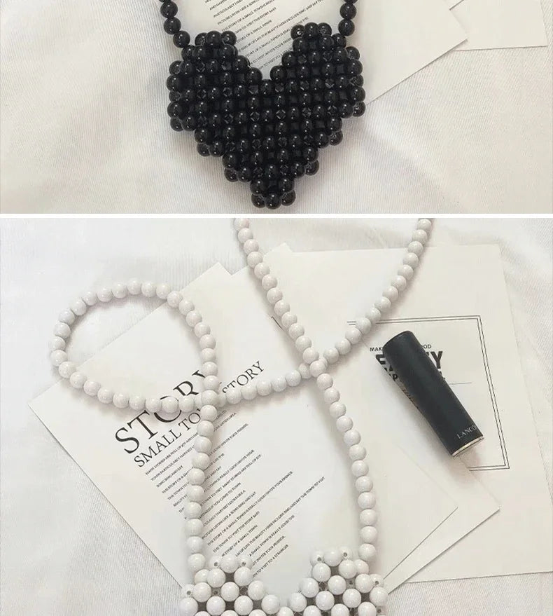 Mini Heart Beaded Crossbody Bag