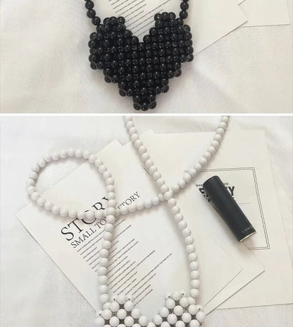 Mini Heart Beaded Crossbody Bag