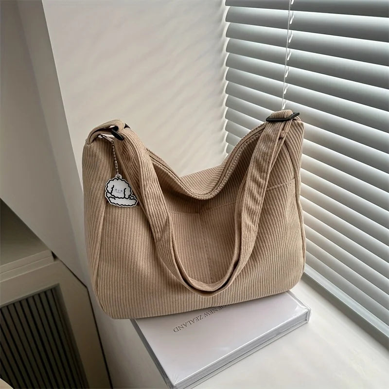 Corduroy Half Moon Shoulder Bag