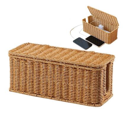 Hand-Woven Cable Storage Box Organizer