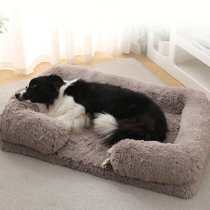 Half Surround Plush Dog Bed with Removable Cushion