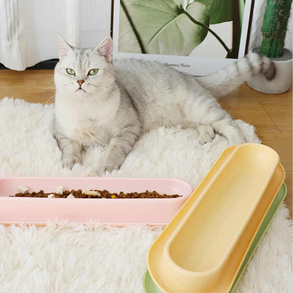 Long Multi-Cat Food Bowl with Anti-Ant Design