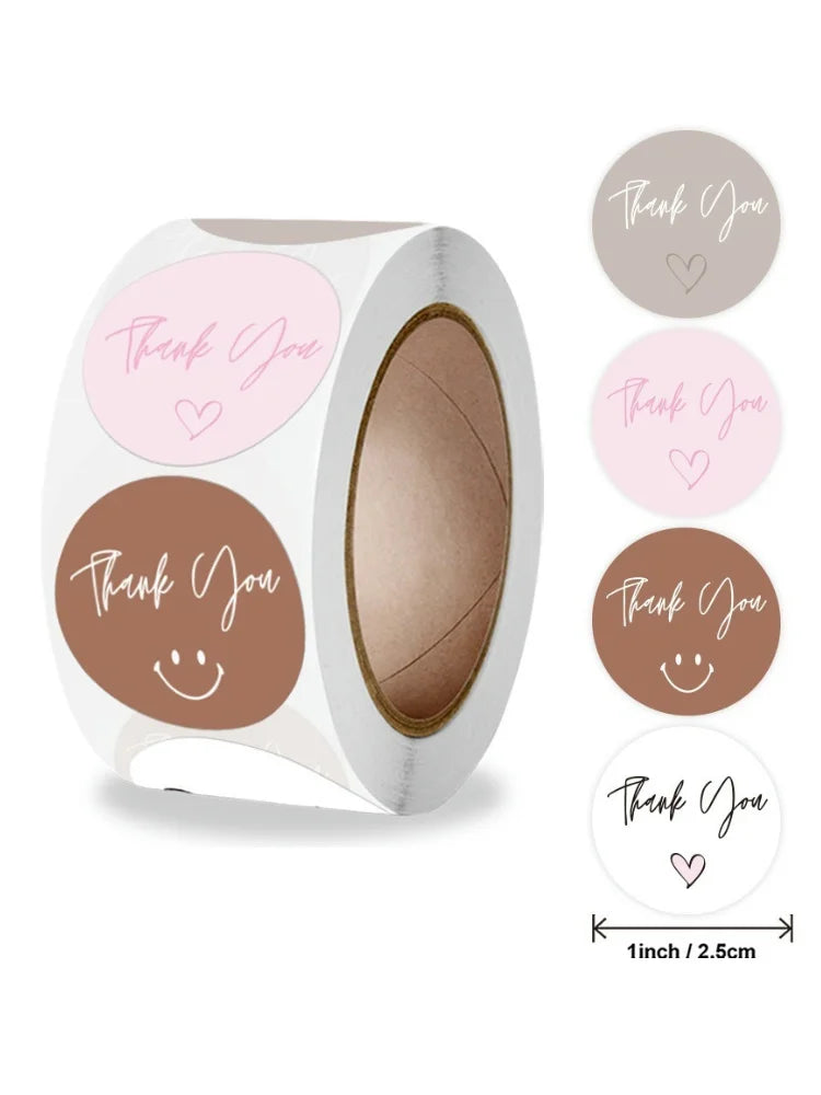 Pink Thank You Adhesive Stickers for Small Business Packaging & Gifts