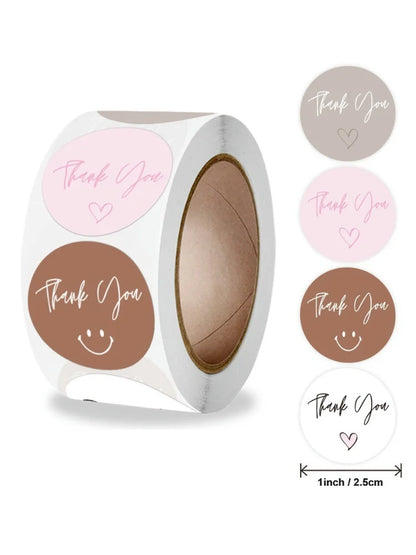 Pink Thank You Adhesive Stickers for Small Business Packaging & Gifts