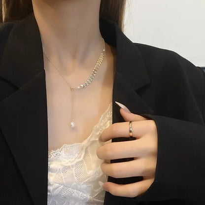 18K AU750 Gold Freshwater Pearl Wheat Ear Necklace