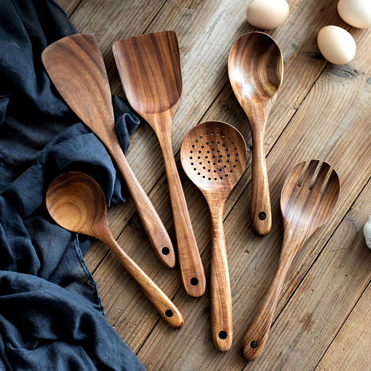 Wooden Kitchen Utensil Set with Storage Holder