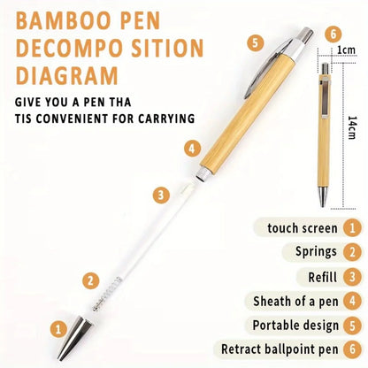 Bamboo Retractable Ballpoint Pen Set