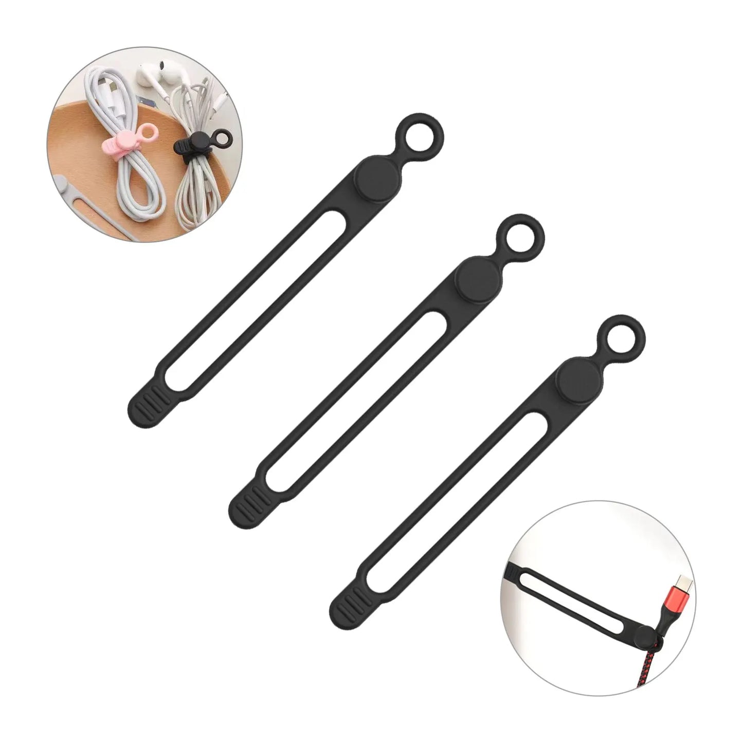 Reusable Silicone Cable Ties for Cord Management & Travel Organization