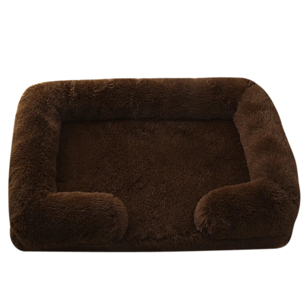 Half Surround Plush Dog Bed with Removable Cushion